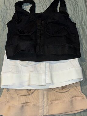 3-Pack Maternity breastfeeding Longline Bras - Black, White, Nude with support M